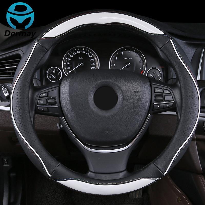 DERMAY Personality Car Steering Wheel Cover Leather With Edge for BMW F20 F21 1 Series Cute High Quality Auto