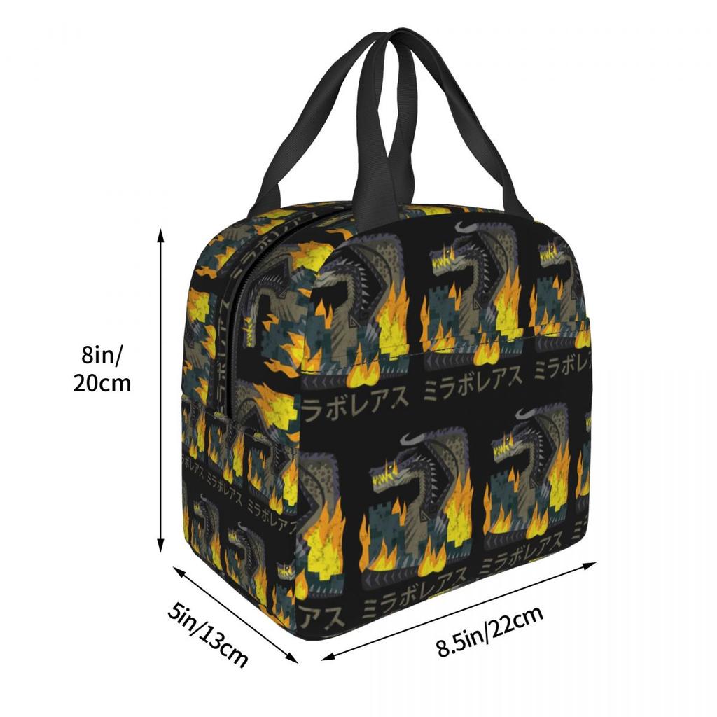 Monster Hunter World Iceborne Nargacuga Kanji Icon Insulated Lunch Bag for Women Office Cooler Thermal Food Box Tote Lunch Boxes