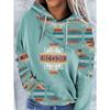 Dames Casual Mode Ronde Hals Pullover Hoodie Westerse Etnische Stijl Retro Print Dames Top Hoodie