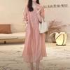 2025 summer new waist and thin temperament suit skirt high-end heavy industry hollow embroidery pink dress women