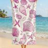 Pink Sketch Starfish Conch Seashell Print Quick Dry Microfiber Beach Towel Large Ocean Summer Swimming Towel