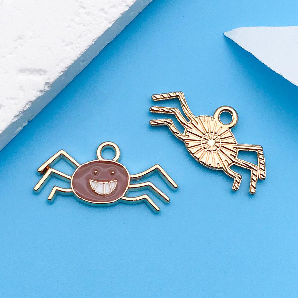 

Retro Halloween Spider Web Drip Oil Bracelet with DIY Alloy Charm Pendant