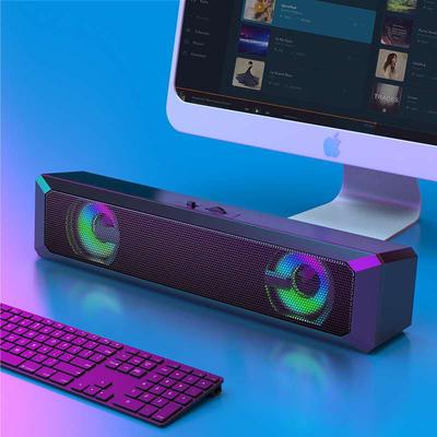 A4 6W RGB USB-Kabel Leistungsstarke Computerlautsprecherleiste Stereo-Subwoofer Basslautsprecher Surround-Sound-Box für PC-Theater-TV-Lautsprecher