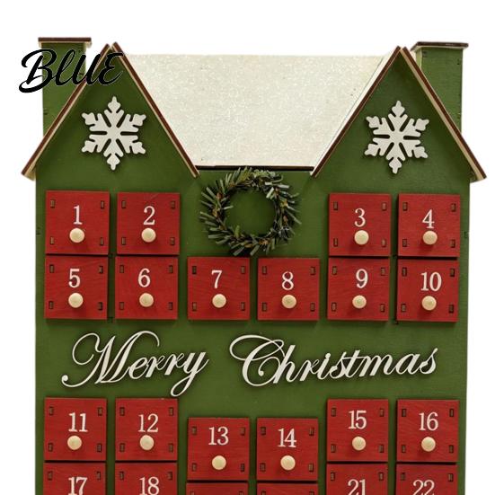 Christmas Decorative Cabin to Kids with 24 Advent Calendar Wooden House Drawers Countdown Adults Calendar