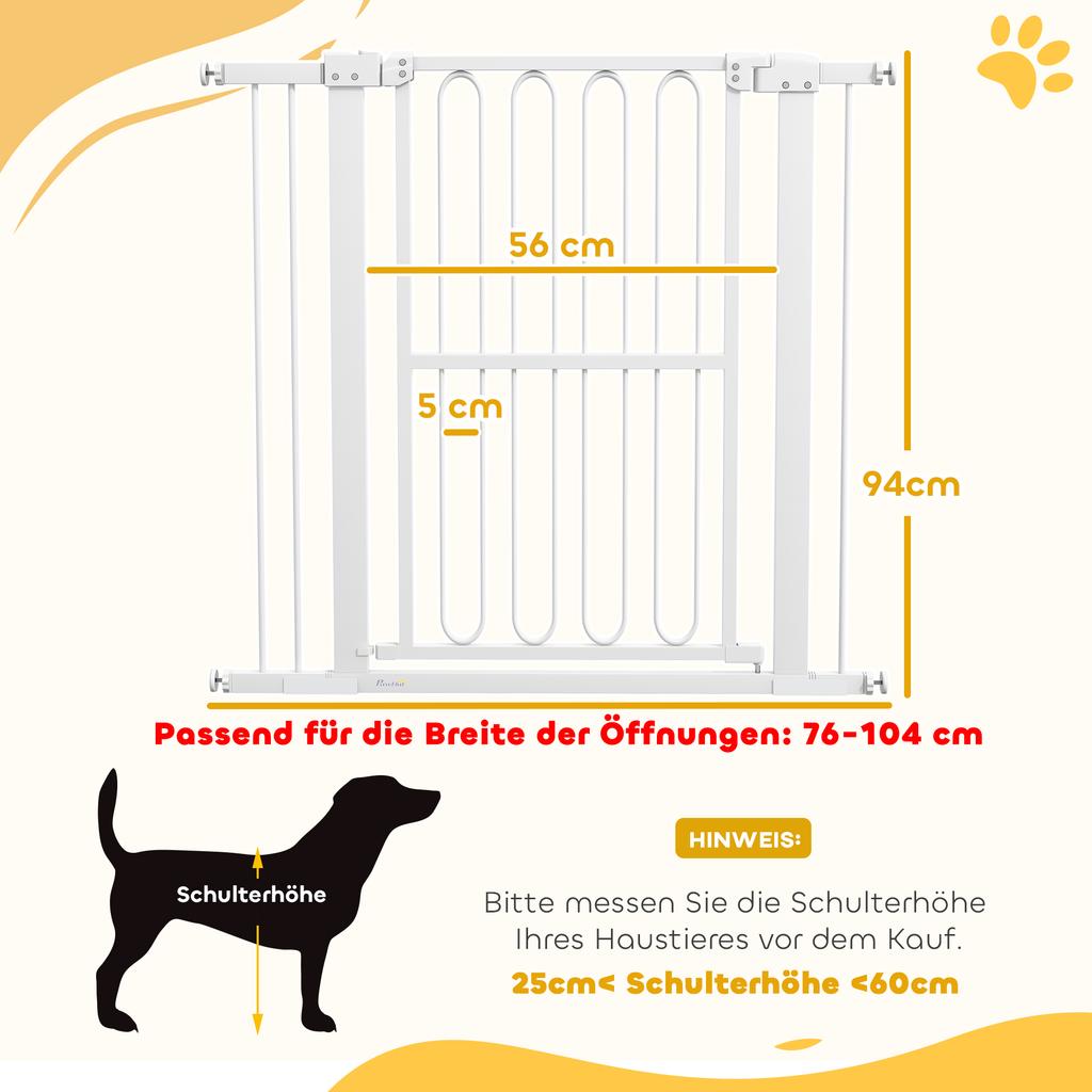 Dog Safety Gate, 76-104 Cm Barrier Gate Without Drilling, Stair Gate