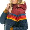 Yousheng Winter-Baumwollmantel mit Taschen Coloblock Reißverschluss Kapuze Gefüttert Winddicht Strickjacke Kurzer Typ Elastische Bündchen und Saum Baumwolljacke