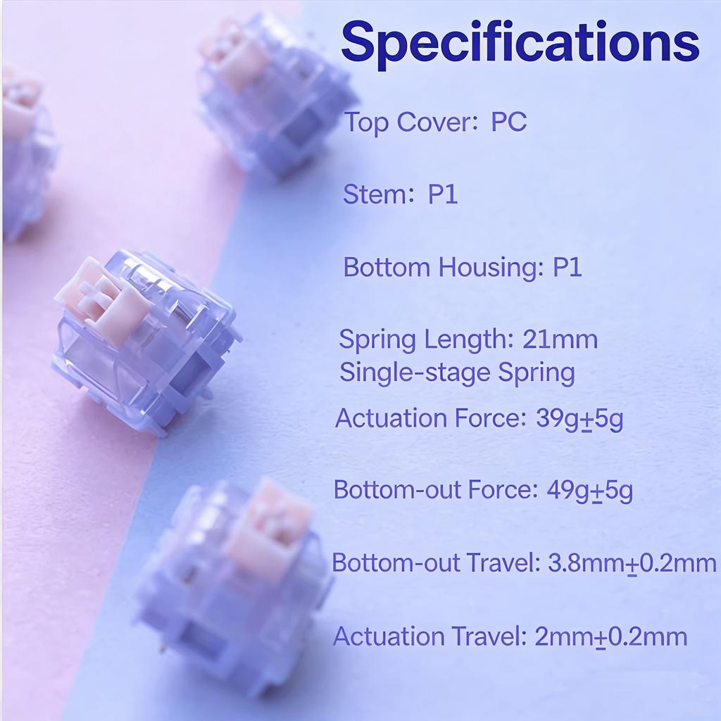 OUTEMU JING Silent Switch Linear 39 Gf Silent Switches P1 PC 3.8MM Lubricated Mechanical Keyboard Custom OUTEMU Silent Switch