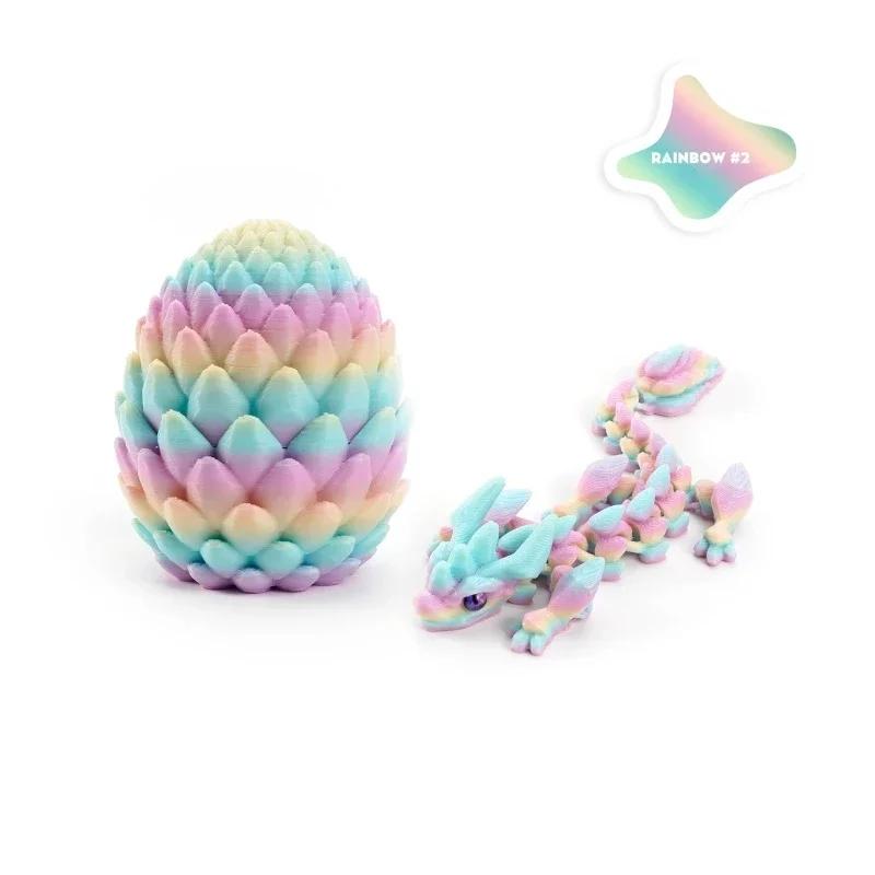 12cm 3D Printed Easter Eggs with Icy Crystal Mini Dragon Articulated Dragon Figure Easter Basket Stuffers Party Favors for Kids