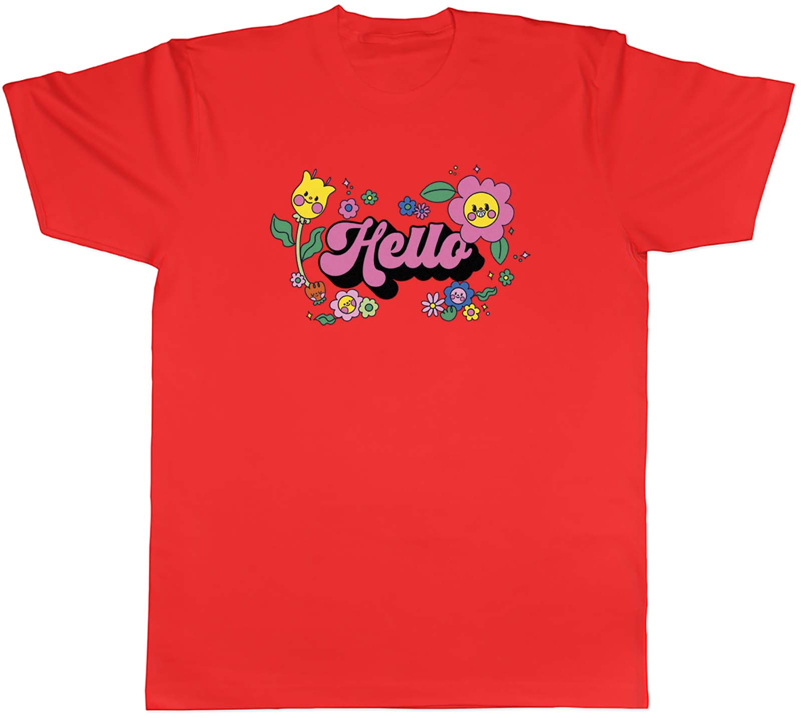 Hello Day Unisexs TShirt Flower Power Greet Hi Tee Gift S