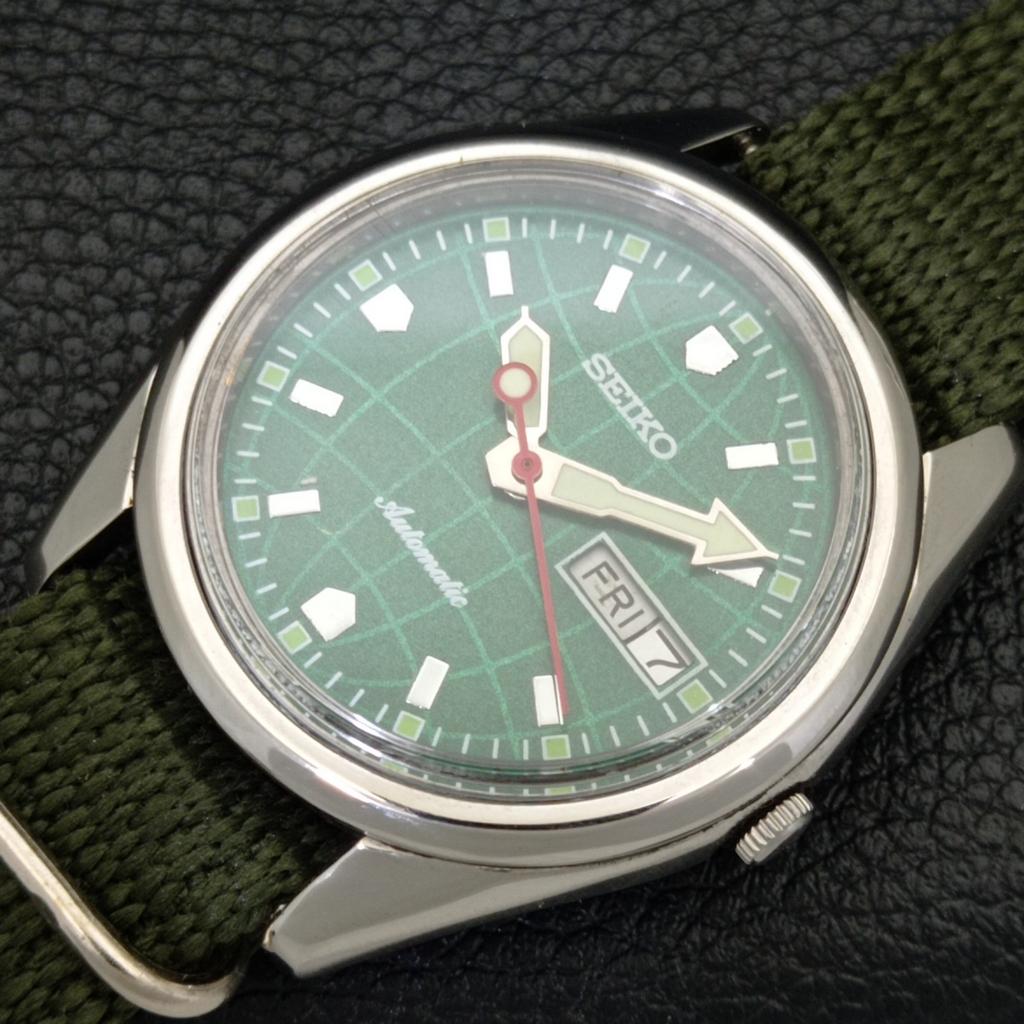 SEIKO VINTAGE AUTOMATIC 6309A JAPAN MENS GREEN COLOR DIAL WATCH a700484-5 R203-a700484