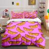 Cartoon Hotdog Pattern Decor Set Soft Comfortable Duvet Cover Bedding Set Included 1*Duvet Cover & 2*Pillowcases, Gift