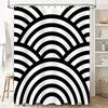 Modern Black White Stripes Shower Curtain for Bathroom Decor High Quality Waterproof Fabric with Ring Holder Set (White)