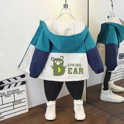 Children's Fashion Coat Spring and Autumn Boys Thin Hooded Color Hardshell Jacket