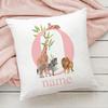 Personalized Pillow Case Initial with Name  Safari Animal  Pillow Cover Kids Bedroom Wild Party Decor Kids Birthday Shower Gift