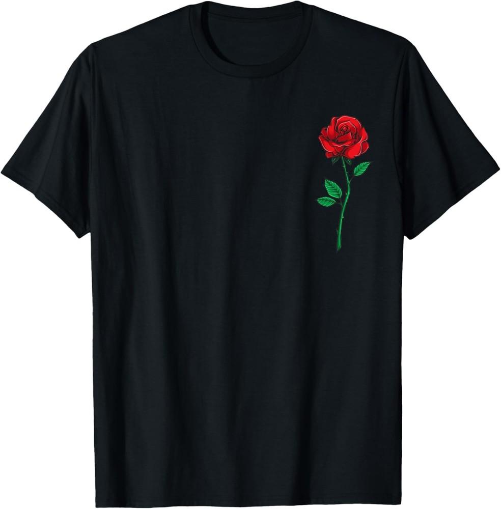 

Single Red Rose Pocket Flower Romantic Love Pocket T-Shirt Unisex T-Shirt L