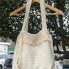 Harajuku Beige Canvas Shoulder Bags Women Vintage Lace Large Capcity Tote Bag Purse Female Versatile Casual Handbag