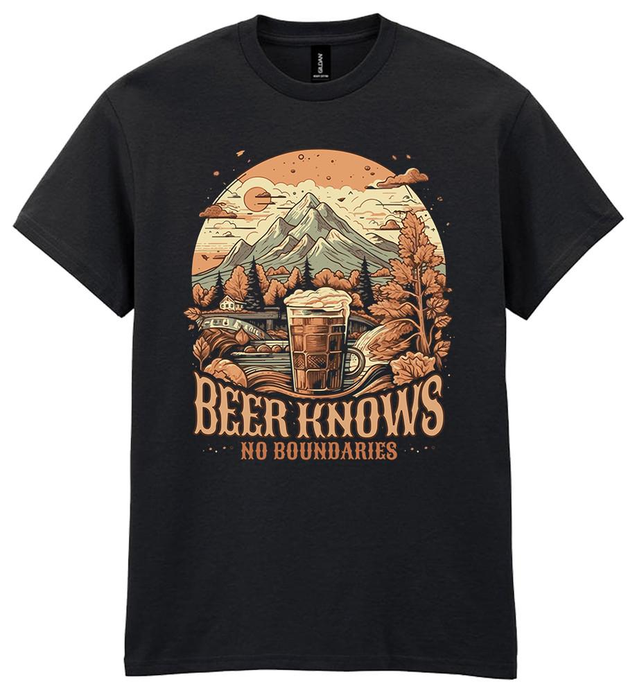 Beer Knows No Boundries T-Shirt Funny Oktoberfest Slogan Alcohol Party Gift Tee