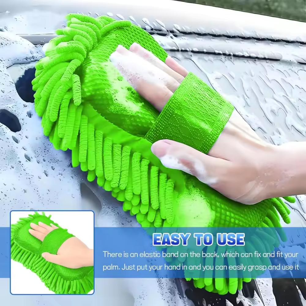 Super Absorbent Car Wash Gloves Premium Chenille Microfiber Wash Sponge Scratch-Free Ultra Absorbent Cleaning Glove Car Cleaning