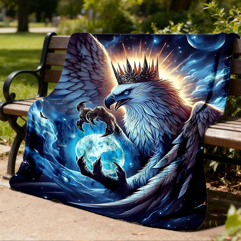 1pc Eagle, Fantasy Art Throw Blanket Polyester Fiber, Lightweight Flannel, Soft & Warm, All Season Use for Outdoor, Camping Digital Print