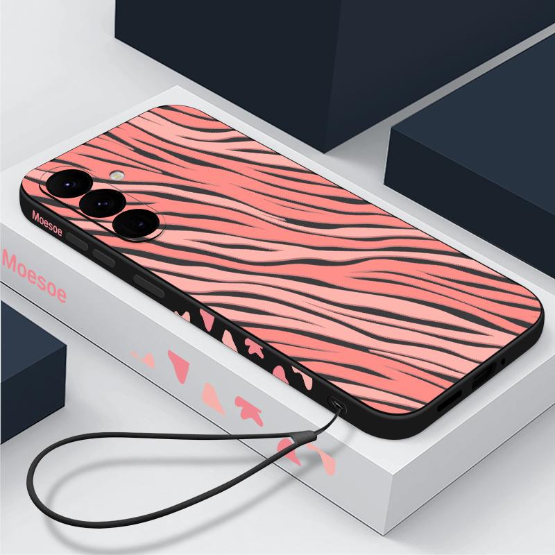 

Зебра-полоска для Samsung S24 S22 Ultra Plus S23 S21 S20 Fe A54 A53 A52 A34 A14 A13 5g A51 A32 4g Окрашенный ТПУ противоударный чехол с леопардовым принтом Samsung S21 FE светло-розовый