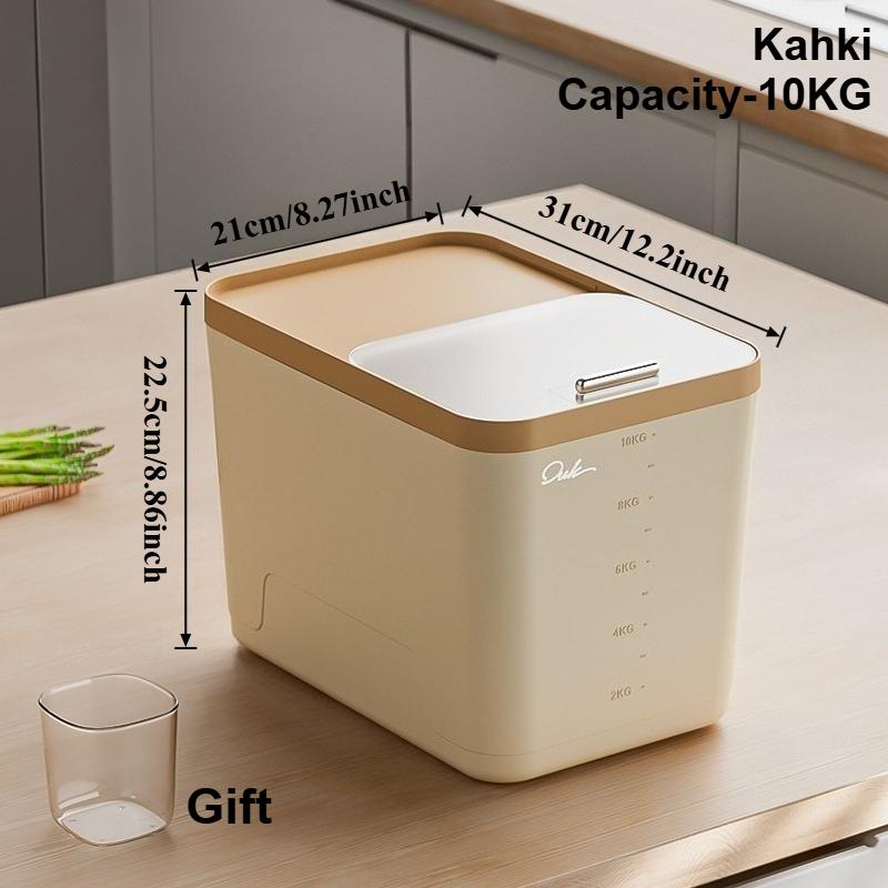 Food Grade Sealed Slide-Out Rice Container Safe Moisture Proof Grain Flour Pet Food Storage Bin for Home Kitchen Organization