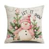 Pink Christmas Pillow Set, Linen Print Car Cushion, Holiday Atmosphere Arrangement Sofa Cushion