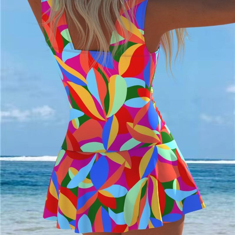Costume da bagno intero sportivo da donna con gonna Costume intero