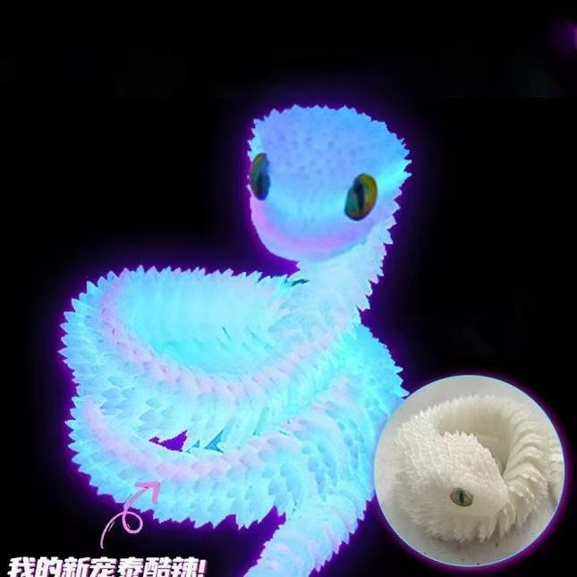 3D-prinditud madu kujukeste liigutatavad liigendid Madu kuju liigendatud loomamudel mänguasi kodukontori raamaturiiul töölaua kaunistus