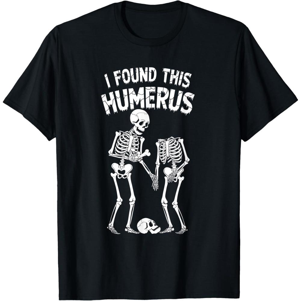 Halloween Skeleton I Found Humerus Funny Costume Cotton Men T Shirt L чёрный