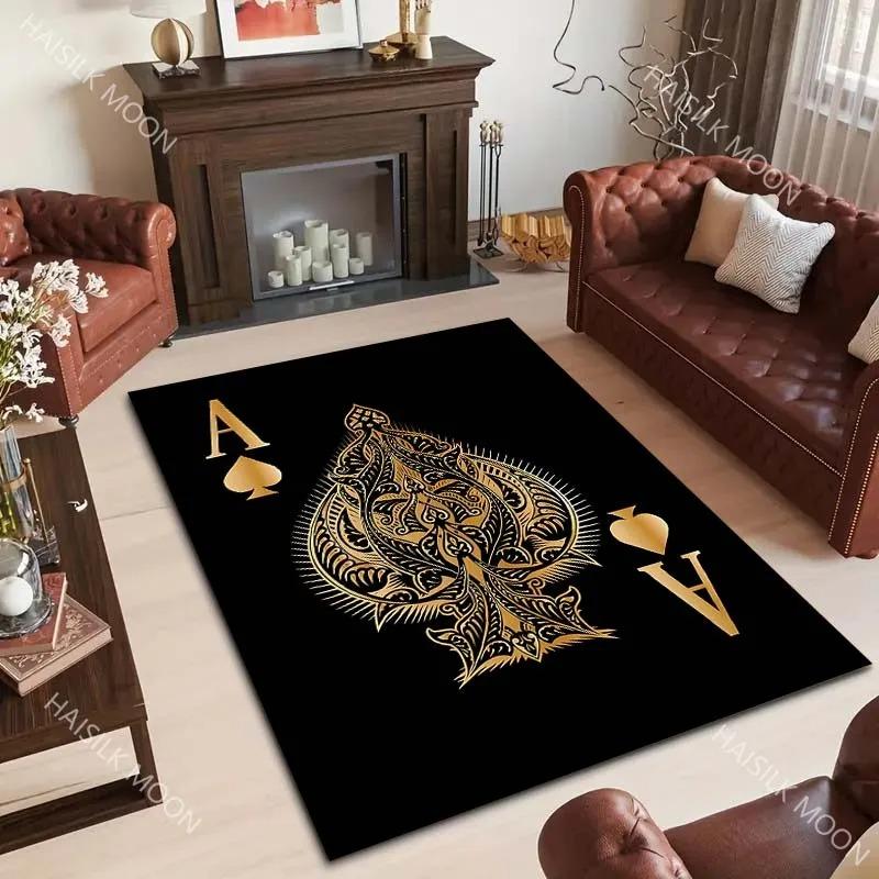 6 Style Black Card Club Ace Pattern Carpet for Living Room Bedroom Sofa Home Decor Non-slip Floor Mat Coffee Tables Area Rug