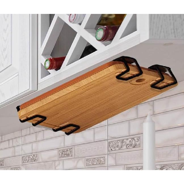 8pcs Under Cabinet Cutting Board Holder Pot Lid Organizer Rack Storage Stainless Steel Under Shelf Counter Chopping Board (Silver) чёрный
