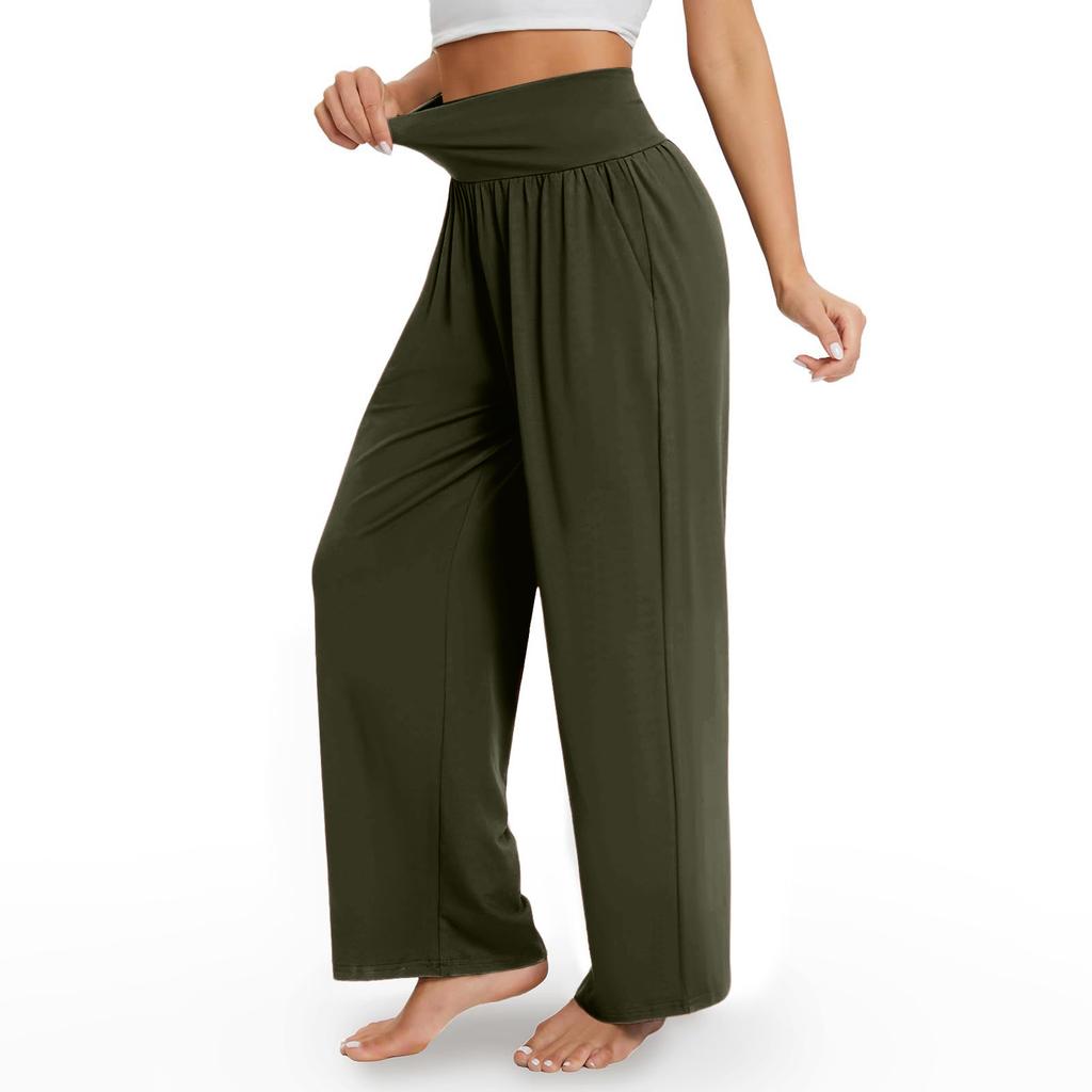 Women's Casual Elastic Waist Trousers -color Comfortable Wide Leg Pants
