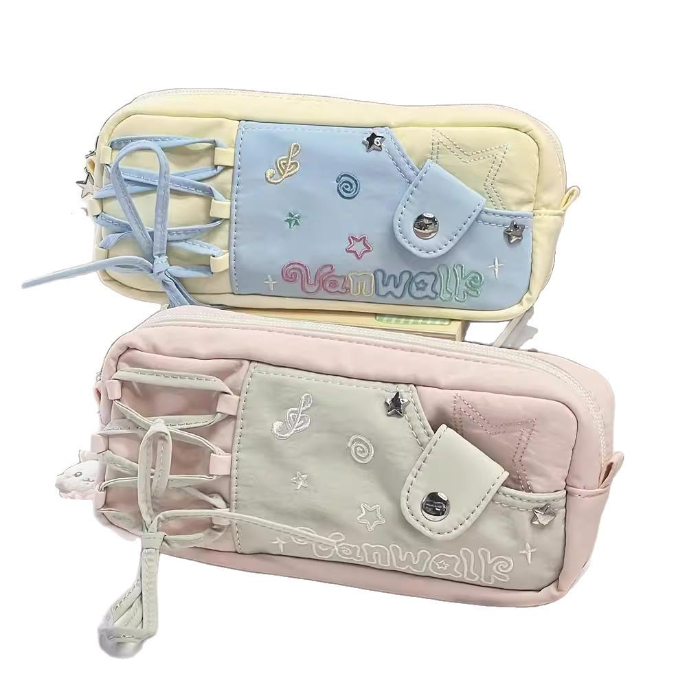 Duoduo Star Musical Note Pencil Case - Large Capacity Canvas Bag for Junior High Girls' Stationery