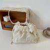 New Trendy Fashion Lace Versatile Drawstring Bucket Bag Shoulder Messenger Bag Pearl Strip Women's Small Bag