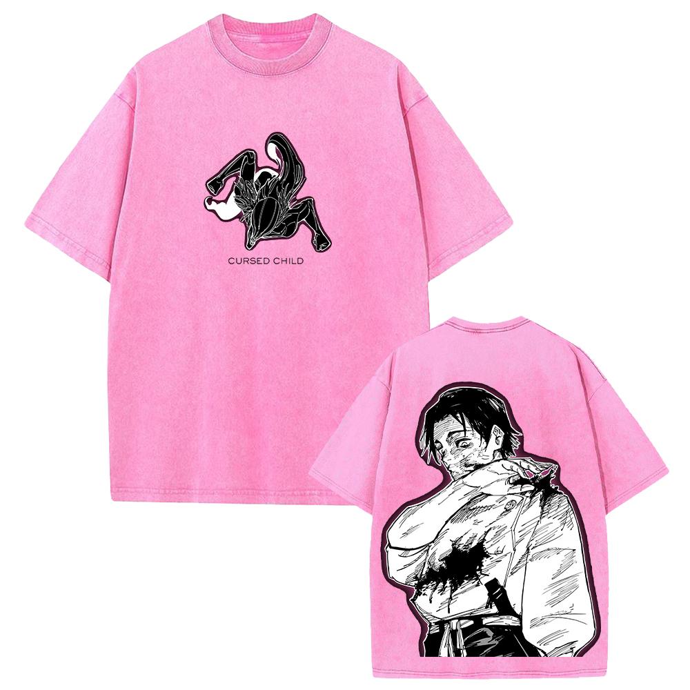 Anime Jujutsu Kaisen Okkotsu Yuta Graphic T Shirt Men Women Washed Cotton Tshirts Vintage Casual Loose Clothing Harajuku T-shirt