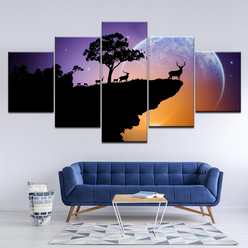

Canvas Painting Strong Horn Brown Deer In The Forest Wall Art Painting Modular Wallpapers Poster Print Home Decor 20x35 20x45 20x55cm