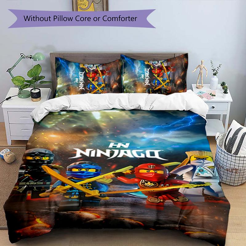 Ninja 3pcs Bedding Set Duvet Cover Closure Includes 1 Duvet Cover & 2 Pillowcases for All Seasons Bedroom Home Dorm Decor