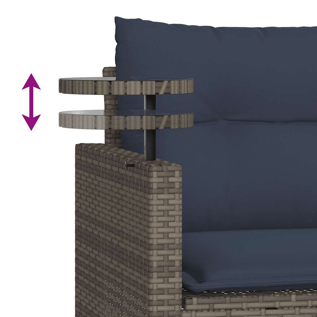 3 Piece Garden Sofa Set with Cushions Gray Poly Rattan