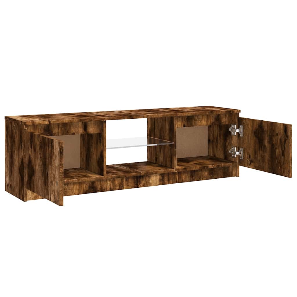 TV Cabinet with LED Lights Smoked Oak 120 x 30 x 36 cm