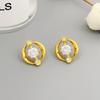 Light Luxury Design Fashion Earrings Women'S Geometry Round Sunflower Zircon Stud Earrings