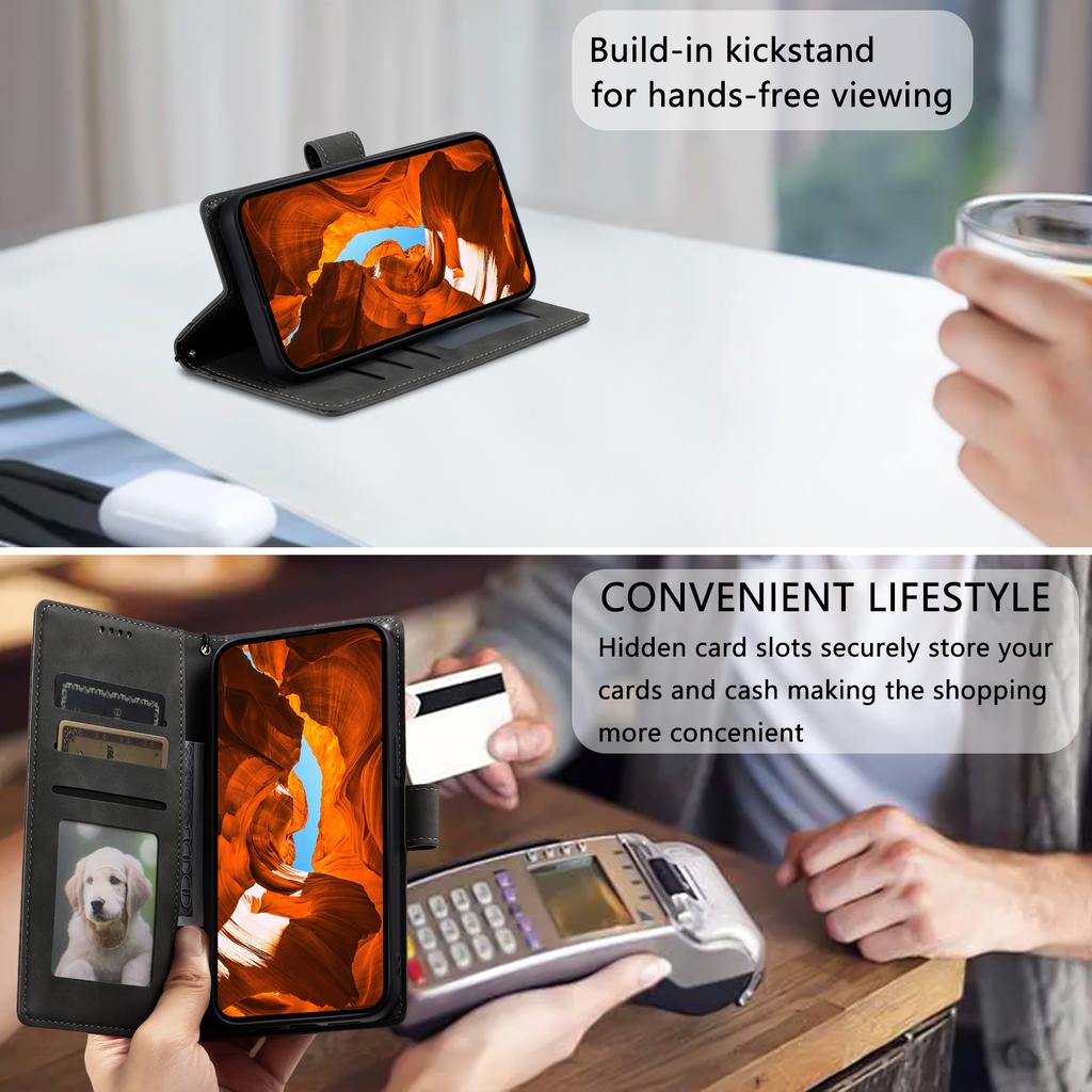 Für iPhone 17 Pro Max Hülle Geprägtes Totem Hautgefühl Brieftasche Leder Handyhülle mit Handschlaufe
