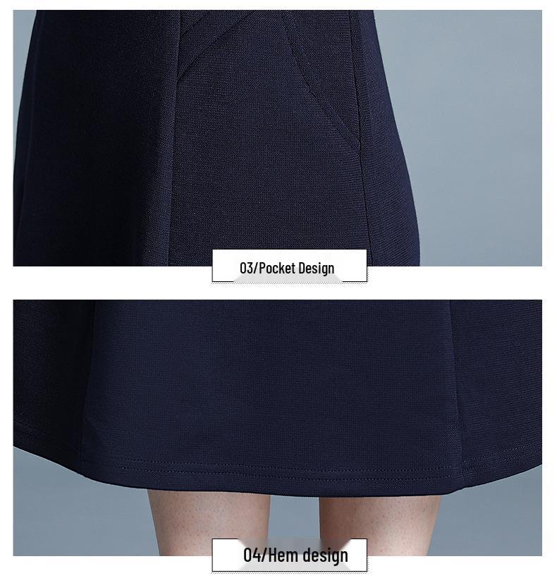 2026 Spring Plus Size Korean Style Elegant Knee-Length Women's Slim Fit Dress