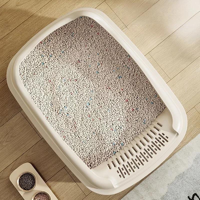 Cat Litter Box & Bedpan Anti-Splash Pet Sandbox for Kitty/Kitten Cat Toilet with Cleaning Convenience Essential Cat Pet Supplies
