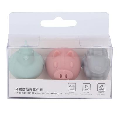 3 ks Klipy na bok hrnce Zabraňují přetečení Silikonové Roztomilý tvar zvířátka Klipy na zvedání poklice hrnce Kuchyňské