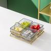 Divided Glass Snack & Fruit Platter with Gold Stand