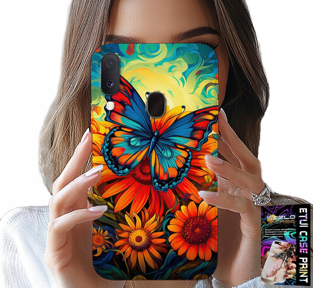 Etui Do Samsung Galaxy A20E - Motyle Motylki Kwiatki Róże Obudowa