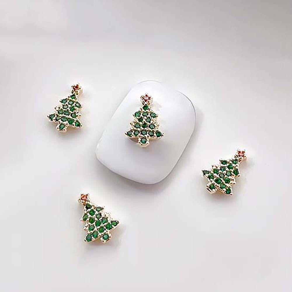 Tree 3D Nail Jewelry Snowflake Nail Rhinestones Christmas Nail Decorations Christmas Nail Drills