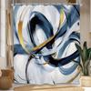 Abstract Navy Blue Shower Curtain Modern Neutral Minimalist Contemporary Art Bathroom Set Accessories Decor With 12 Pack Hooks