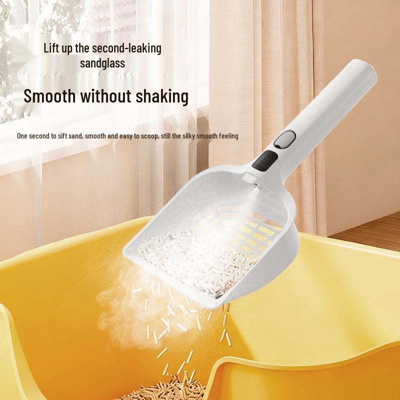 Smart Rechargeable Deodorizing Cat Litter Scoop with Thickened Mesh, Large Size, Dustproof Design