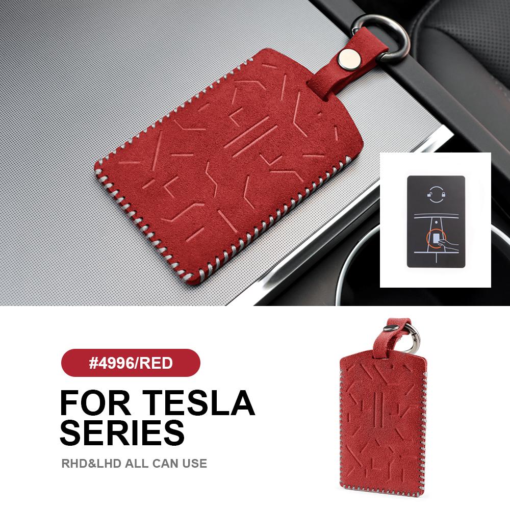 Italian Top Suede Remote Car Key Case Cover for Tesla Model 3 2017-2025 2025 Highland 2025 Model Y Juniper 2025 Model X Model S